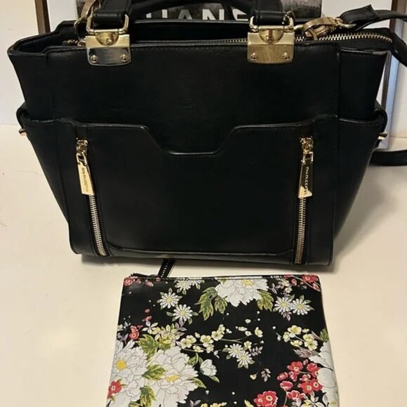 Big Buddha black tote shoulder bag with flower wallet/pouch - Picture 4 of 9